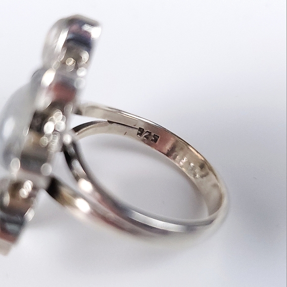 925 Sterling Silver Flower Starburst Rainbow Moonstone Ring New Size 7.75 - Picture 11 of 16